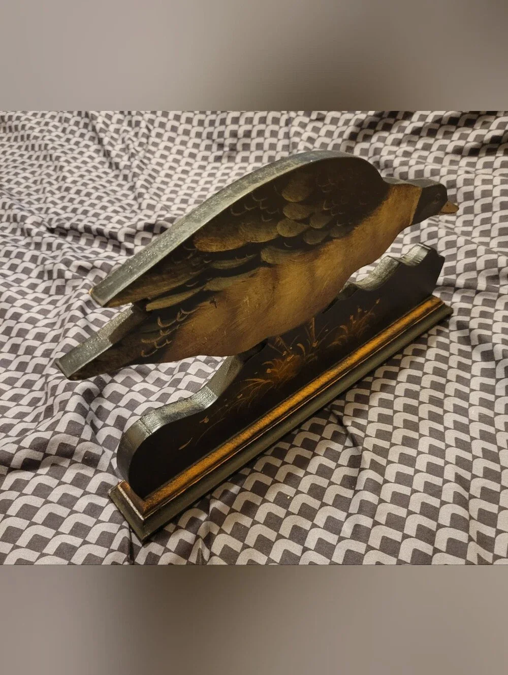 Vintage Folk Art Wooden Duck Silhouette Shelf / Mantle Decor Rustic Hand-Painted